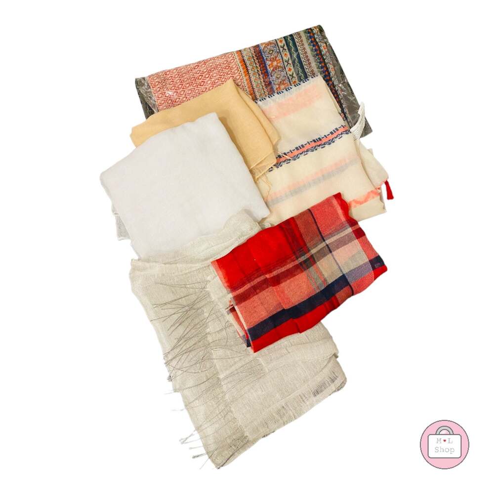 Lot of 6 Assorted Scarves Wrap Around and Infinity Style